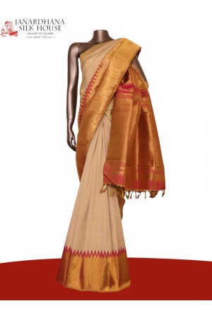 Pure Handloom Raising Temple Kanjeevaram Silk Saree