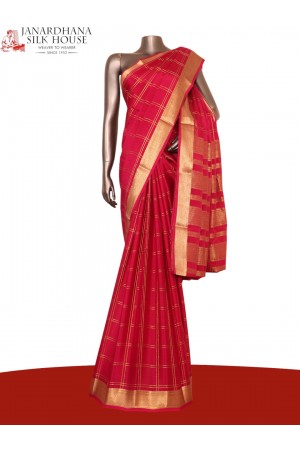 Pure Double Checks Zari Mysore Crepe Silk Saree