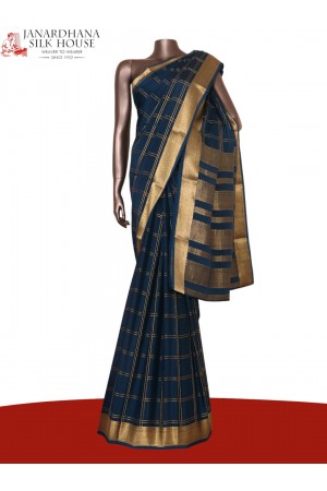 Pure Double Checks Zari Mysore Crepe Silk Saree