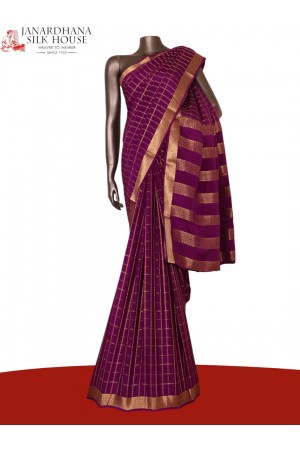 Pure Double Checks Zari Mysore Crepe Silk Saree