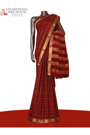 Pure Double Checks Zari Mysore Crepe Silk Saree