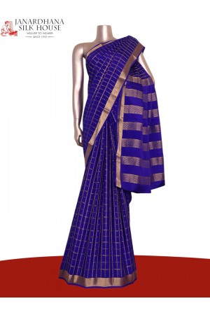 Pure Double Checks Zari Mysore Crepe Silk Saree