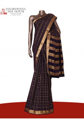 Pure Double Checks Zari Mysore Crepe Silk Saree