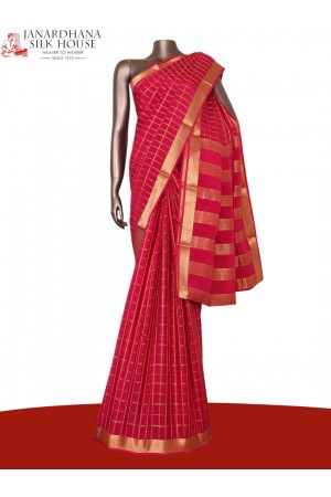 Pure Double Checks Zari Mysore Crepe Silk Saree