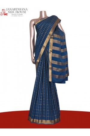 Pure Double Checks Zari Mysore Crepe Silk Saree