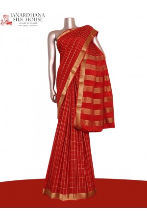 Pure Double Checks Zari Mysore Crepe Silk Saree