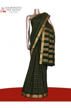 Pure Double Checks Zari Mysore Crepe Silk Saree