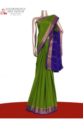 Classic Contrast Pure Mysore Crepe Silk Saree