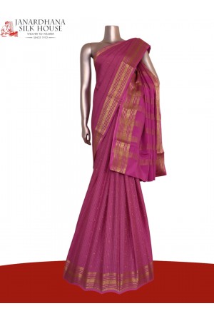 Pure Checks Butta Zari Mysore Crepe Silk Saree