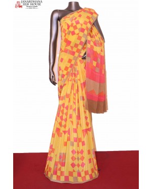 yellow crepe silk saree..