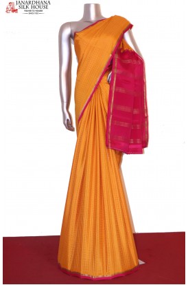 Checks & Contrast Mysore Crepe Silk Saree