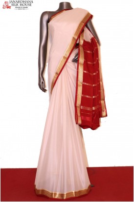 Classic Contrast Pure Mysore Crepe Silk Saree