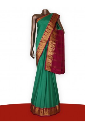 Traditional Contrast Pure Mysore Crepe Silk Saree