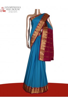 Traditional Contrast Pure Mysore Crepe Silk Saree