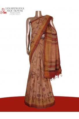 Pure Floral Tussar Silk Saree..