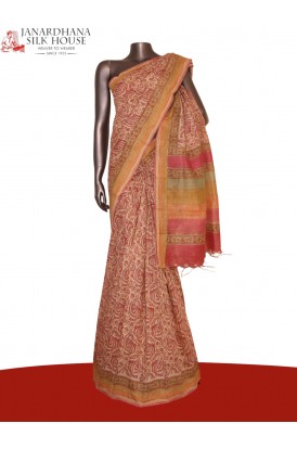 Pure Floral Paisley Tussar Silk Saree