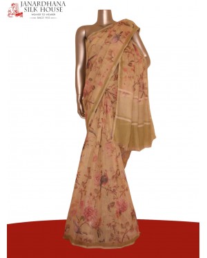 Pure Floral Linen Tussar Silk ..