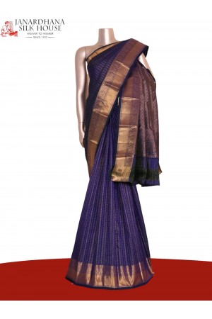 Pure Handloom Zari Checks Butta Kanjeevaram Silk Saree