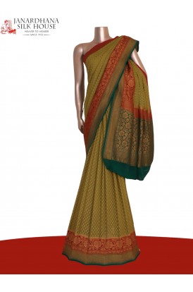 Handloom Contrast Banarasi Georgette Silk Saree