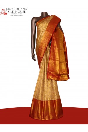 Pure Brocade Gold Silver Tissue Kanjeevaram Silk Saree