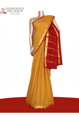 Classic Contrast Pure Mysore Crepe Silk Saree