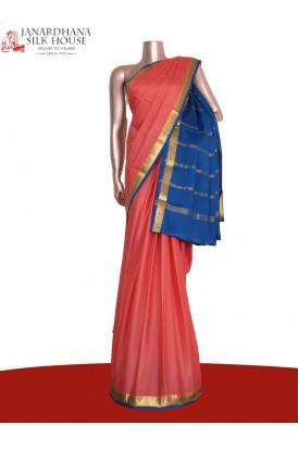 Classic Contrast Pure Mysore Crepe Silk Saree