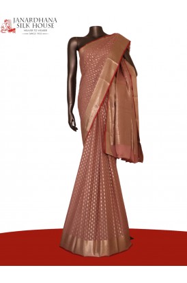 Pure Silver Zari Butta Crepe Silk Saree