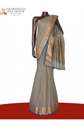 Pure Silver Zari Butta Crepe Silk Saree