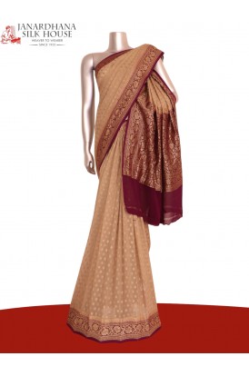 Pure Handloom Zari Butta Banarasi Georgette Silk Saree