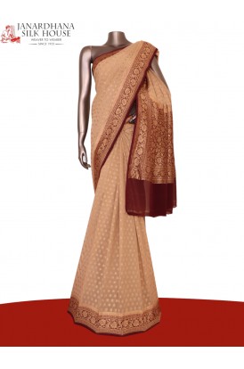 Pure Handloom Zari Butta Banarasi Georgette Silk Saree