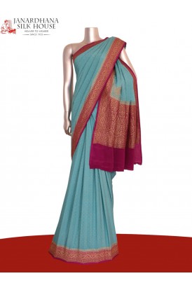 Pure Handloom Zari Butta Banarasi Crepe Silk Saree