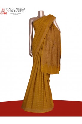 Pure Handloom Zari Butta Banarasi Crepe Silk Saree