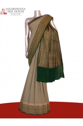 Pure Handloom Zari Butta Banarasi Crepe Silk Saree