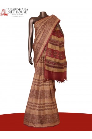 Pure Floral Tussar Silk Saree