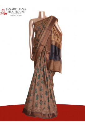 Pure Floral Zari Tussar Silk S..