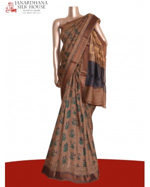 Pure Floral Zari Tussar Silk S..