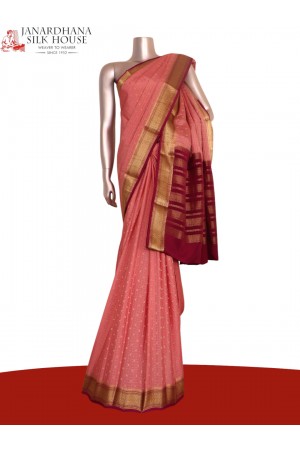 Pure Checks Butta Zari Mysore Crepe Silk Saree