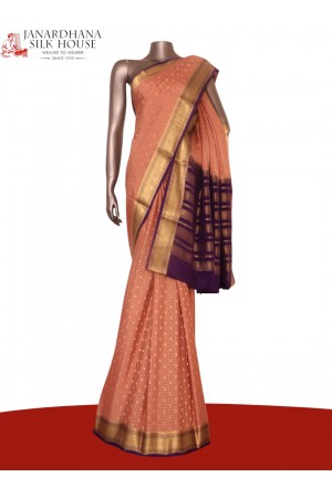 Pure Checks Butta Zari Mysore Crepe Silk Saree