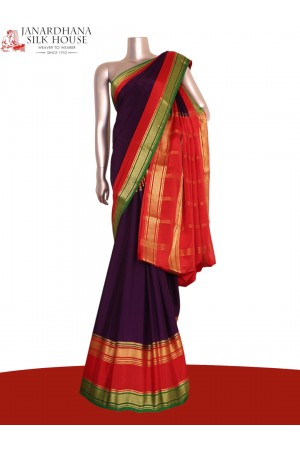 Pure Multi Contrast Mysore Crepe Silk Saree