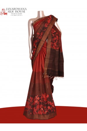 Pure Multi Shade Floral Tussar Silk Saree