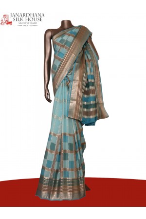 Pure Multi Checks Zari Mysore Crepe Silk Saree