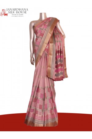 Pure Multi Checks Zari Mysore Crepe Silk Saree