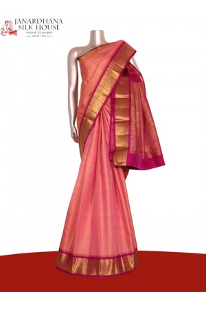 Pure Handloom Butta Contrast Kanjeevaram Silk Saree