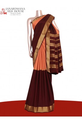 Contrast Pure Mysore Crepe Silk Saree