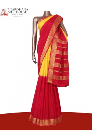 Contrast Pure Mysore Crepe Silk Saree