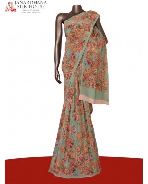 Floral  Pure Crepe Silk Saree..