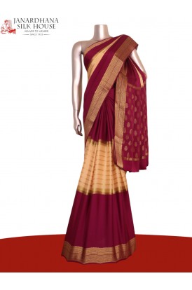 Pure Veldhari Zari Lines Mysore Crepe Silk Saree