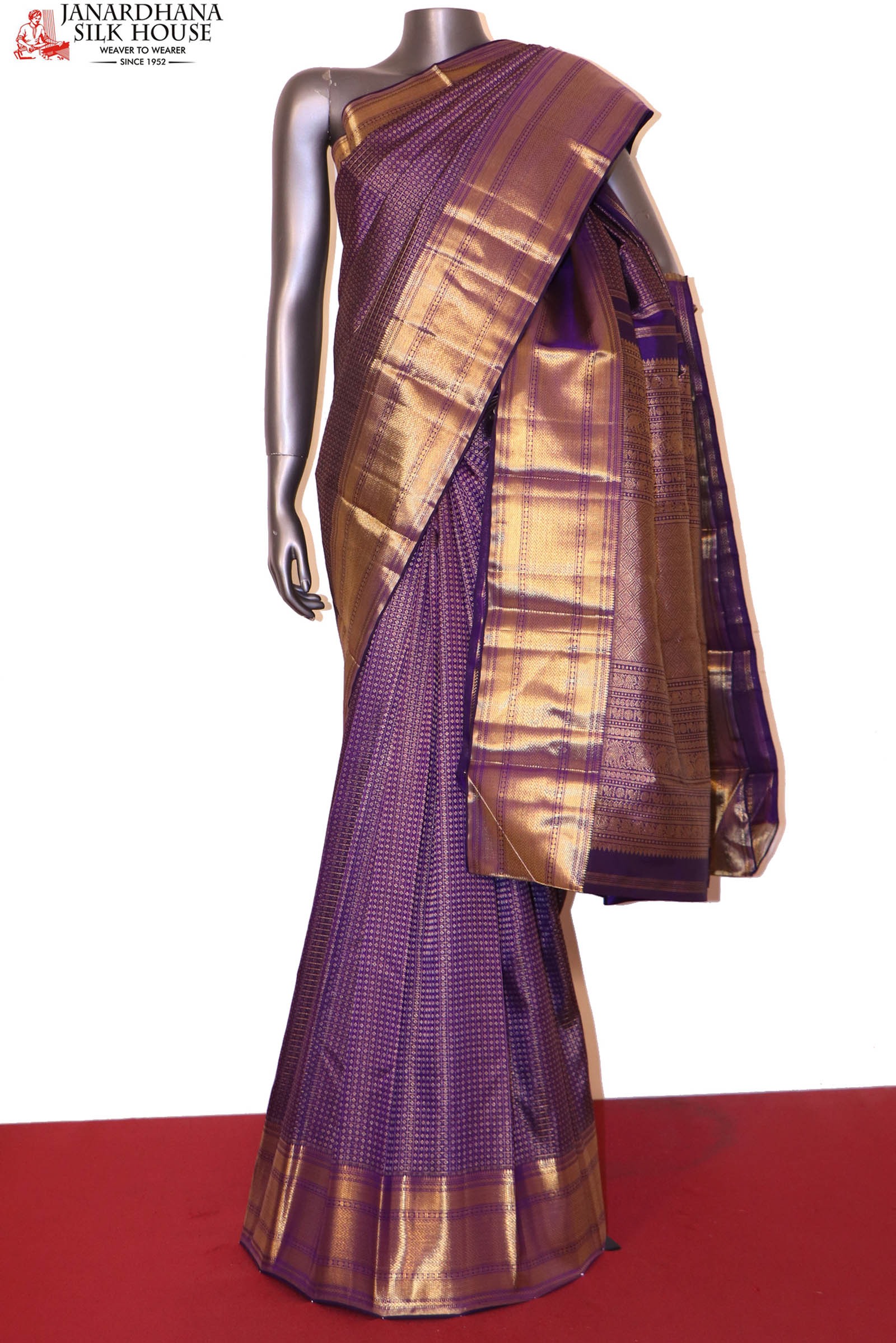 Look Your Best at Any Occasion with Our Soft Kanjeevaram Purple Silk Sarees  – Sareeko