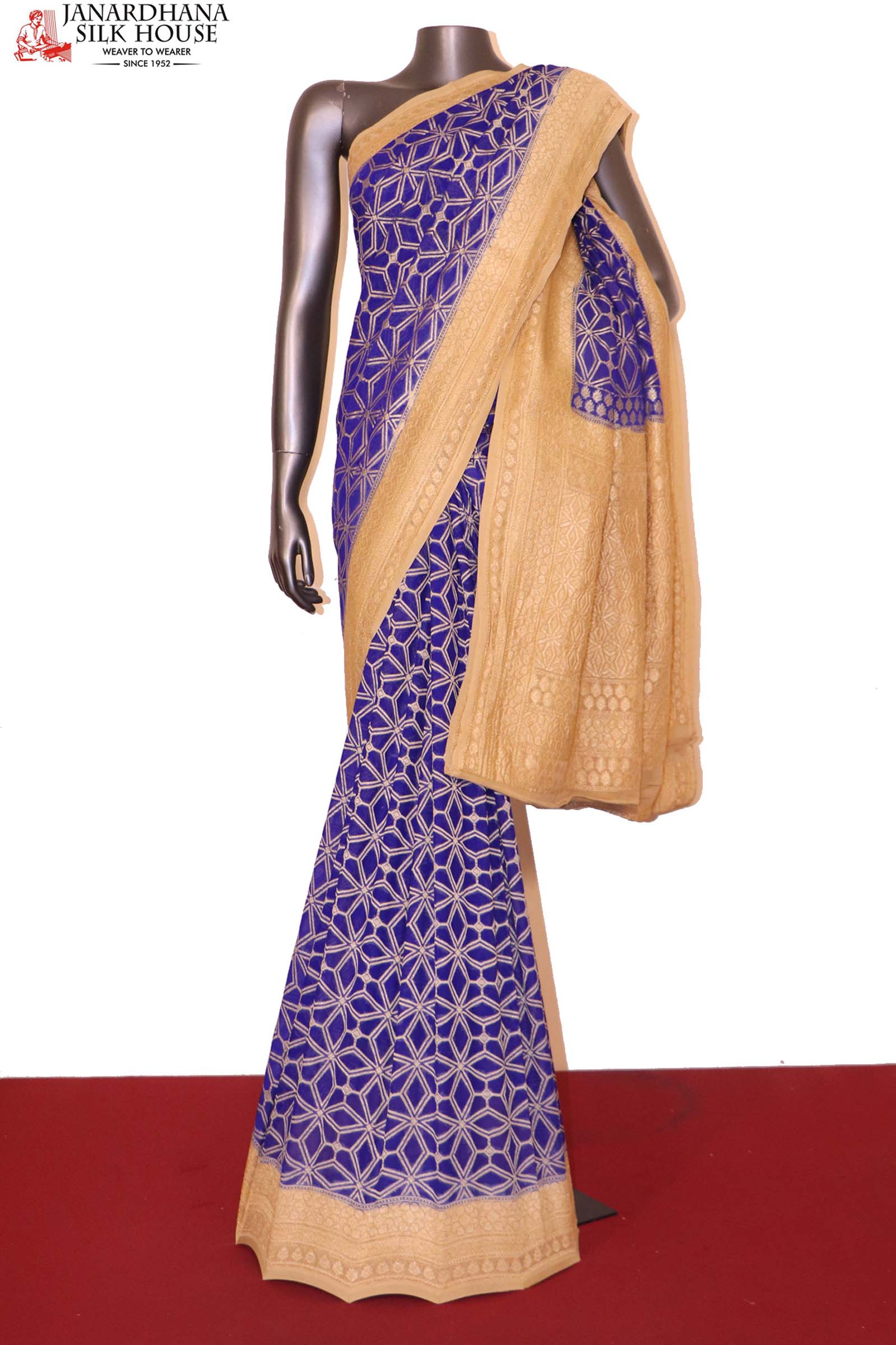 Buy Mulled wine Banarasi Georgette Silk Saree - House Of Elegance – House  Of Elegance - Style That Inspires