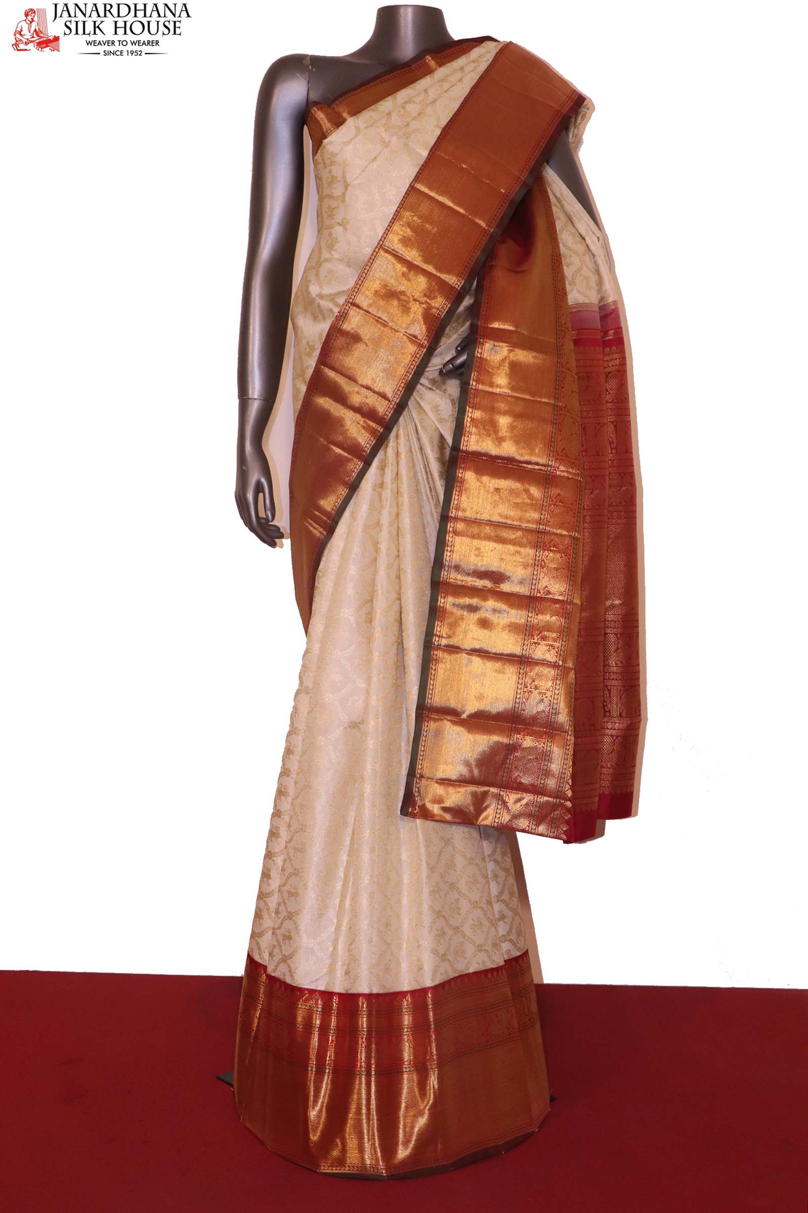 Bridal, Traditional, Wedding White and Off White color Silk fabric Saree :  1887775